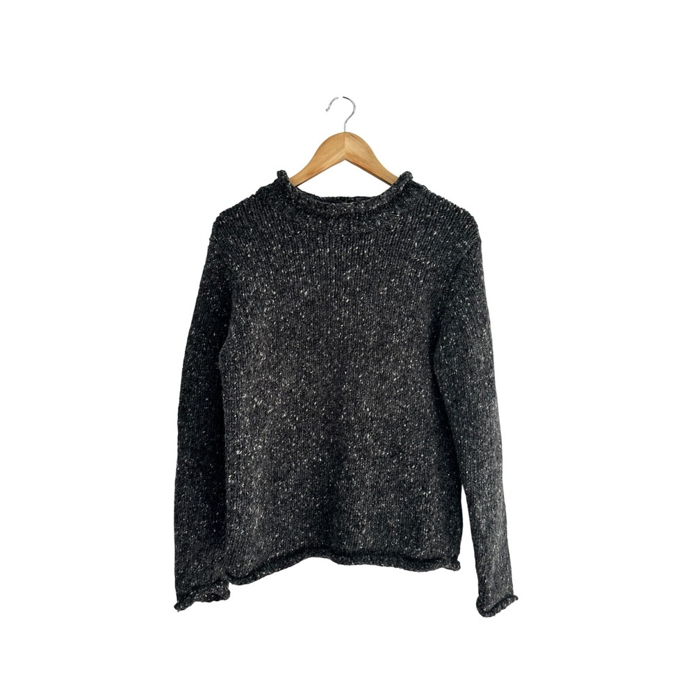 Aran Sweater Market Ireland 100% Wool Grey Marl Knit Sweater Small Fisherman